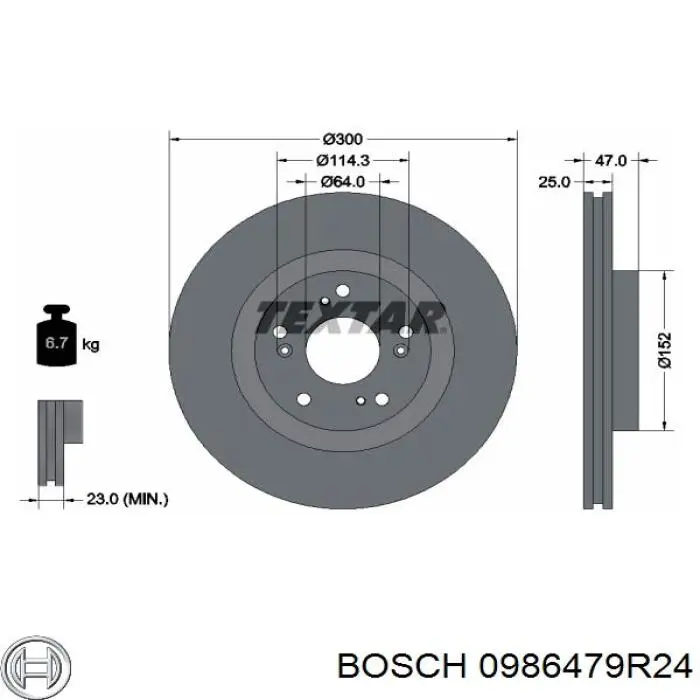 0986479R24 Bosch Гальмо дискове переднє