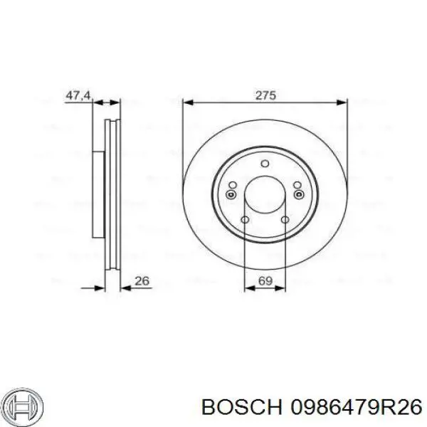 Гальмівні диски передні 0986479R26 Bosch