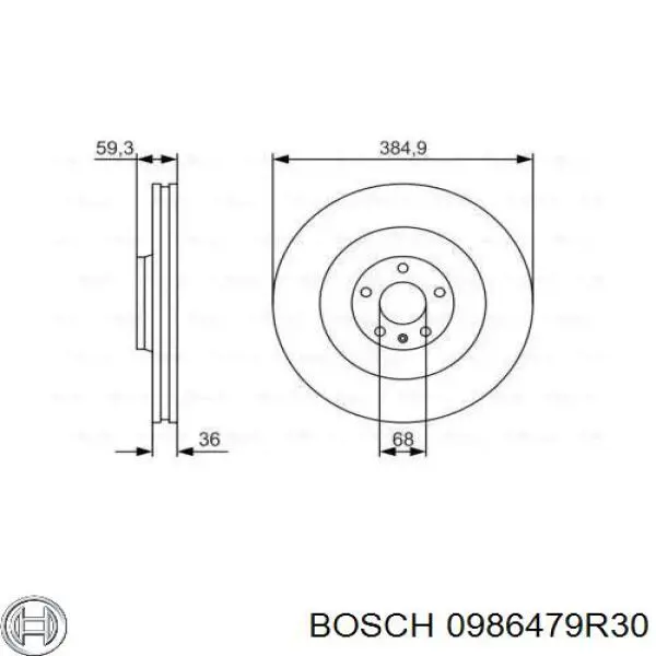 Диск переднього гальма Bosch 0986479R30 ціна, від 26.01 USD