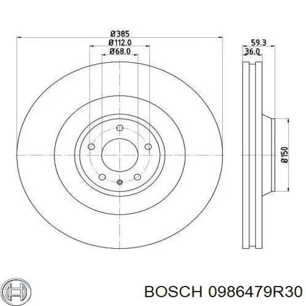 0986479R30 Bosch диск гальмівний передній