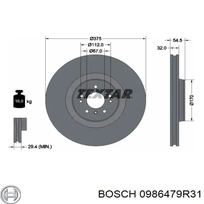 Гальмівні диски передні 0986479R31 Bosch