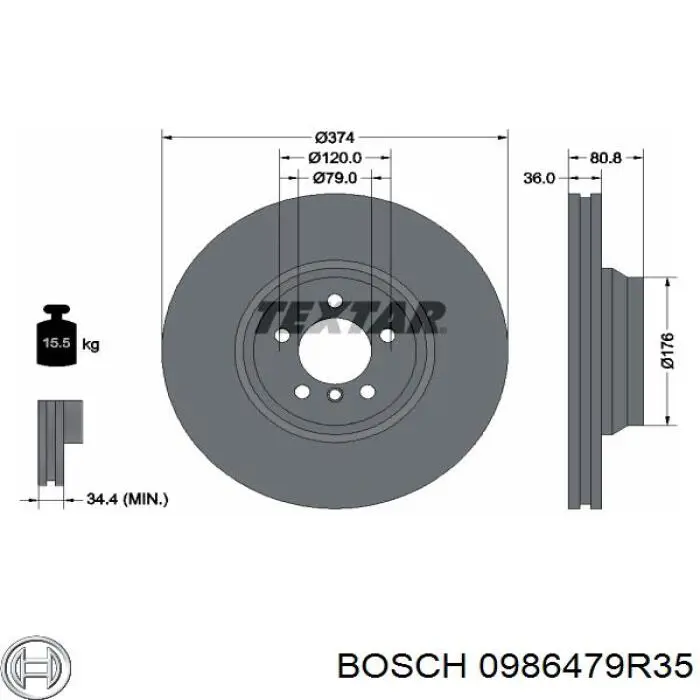 0986479R35 Bosch Гальмо дискове переднє
