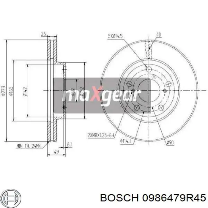 Гальмівні диски передні 0986479R45 Bosch