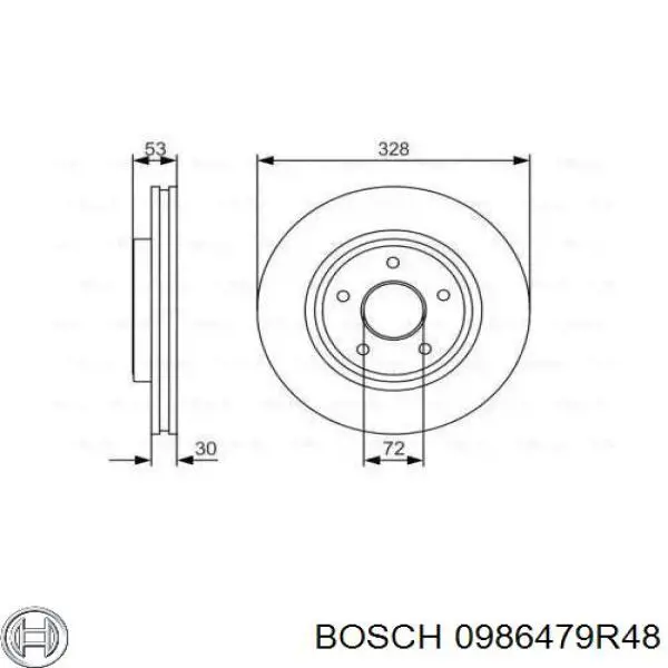 0986479R48 Bosch диск гальмівний передній