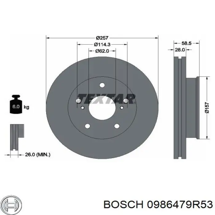 Диск переднього гальма Bosch 0986479R53 ціна, від 34.98 USD
