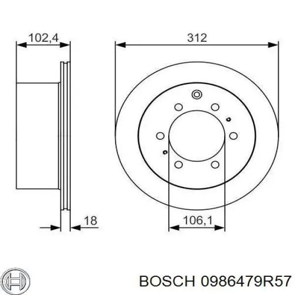 0986479R57 Bosch Дискові гальма