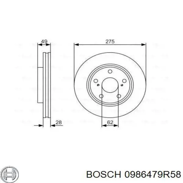 0986479R58 Bosch Гальмо дискове переднє