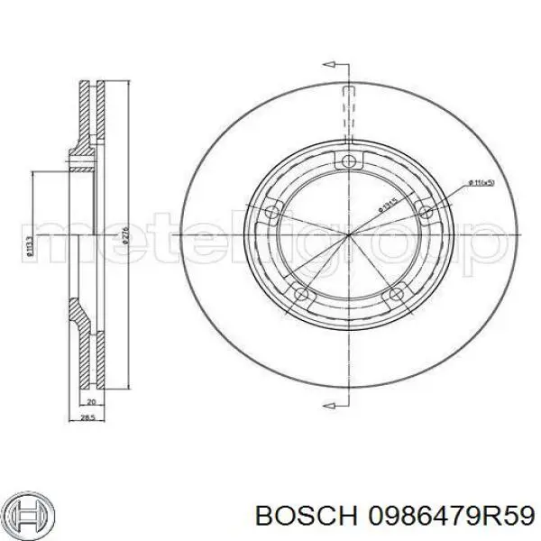 Гальмівні диски передні 0986479R59 Bosch