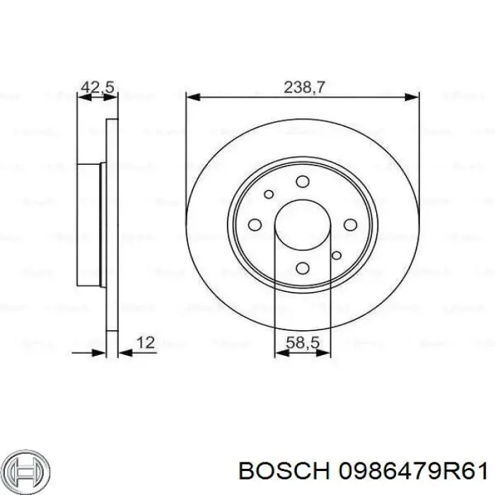 0986479R61 Bosch диск гальмівний передній
