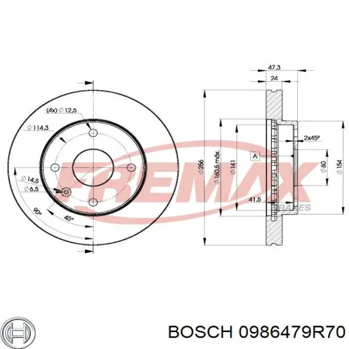 Диск переднього гальма Bosch 0986479R70 ціна, від 27.66 USD