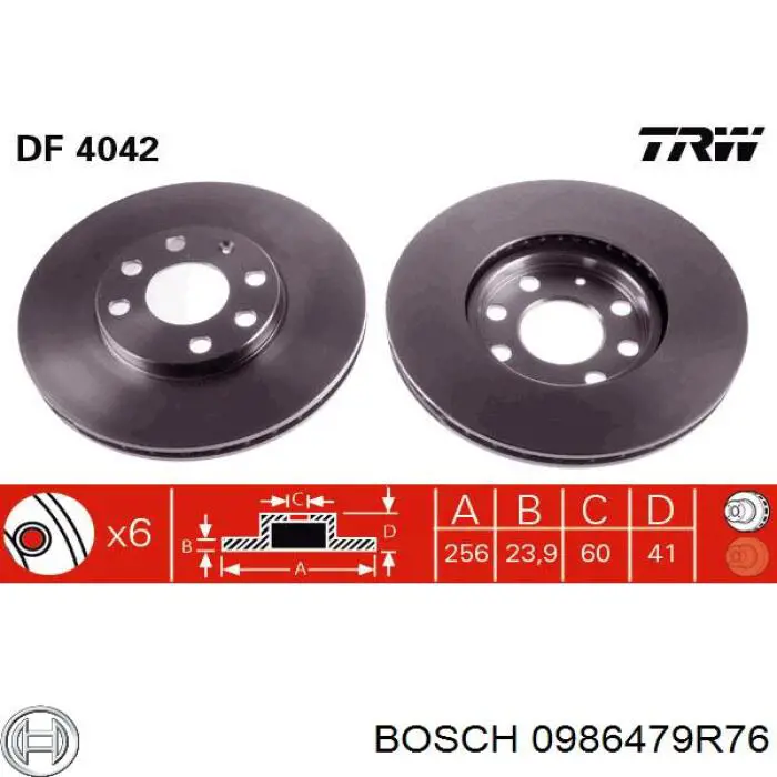 0986479R76 Bosch диск гальмівний передній