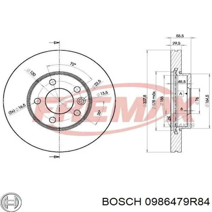 Гальмівні диски передні 0986479R84 Bosch
