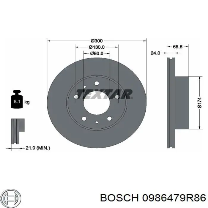 Гальмівні диски передні 0986479R86 Bosch