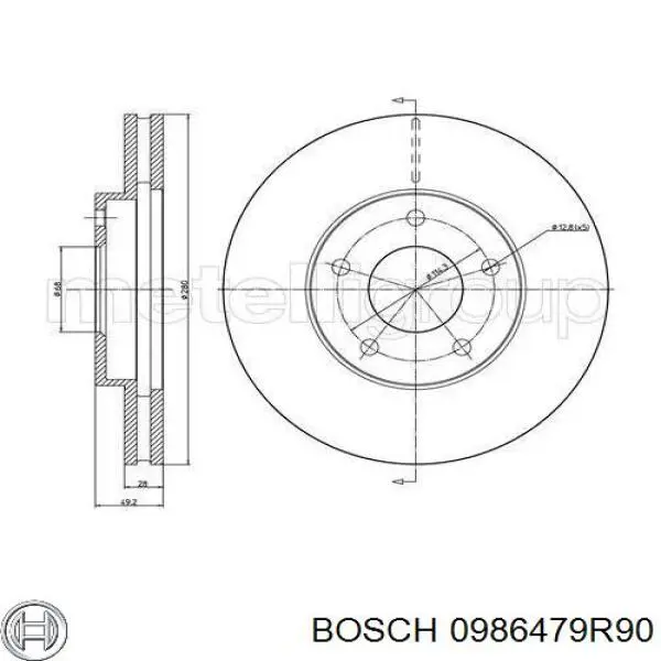 Гальмівні диски передні 0986479R90 Bosch