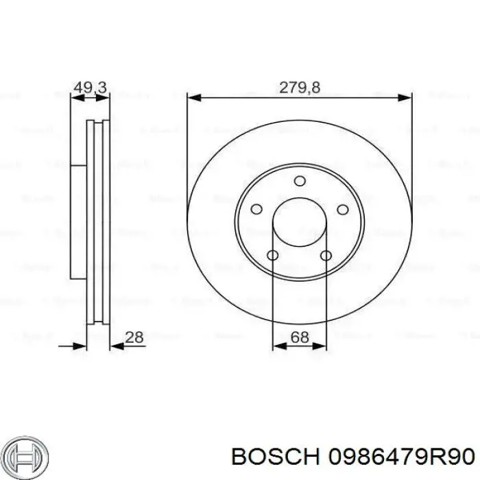 0986479R90 Bosch диск гальмівний передній