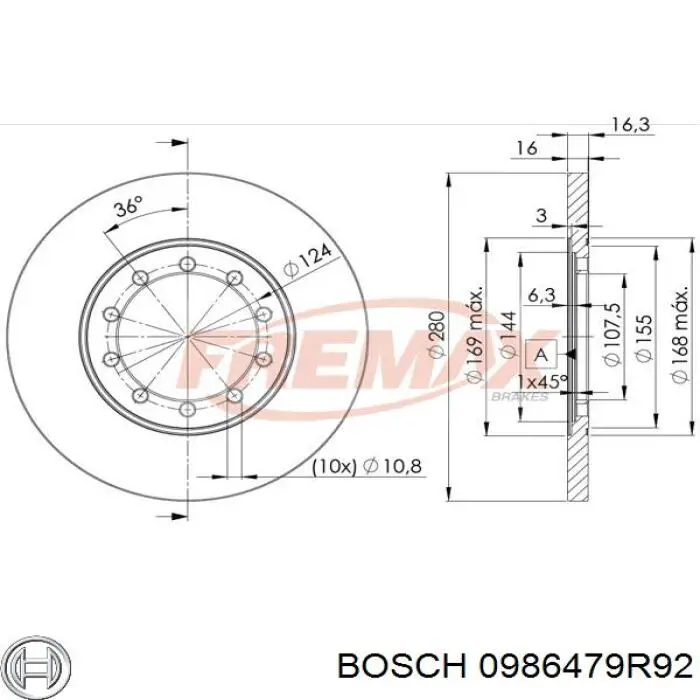 Гальмівні диски 0986479R92 Bosch