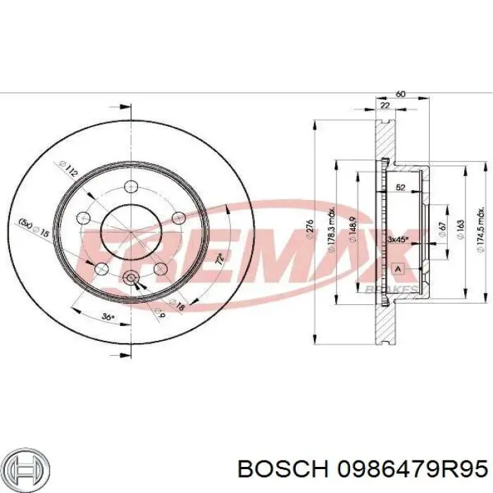 Гальмівні диски передні 0986479R95 Bosch