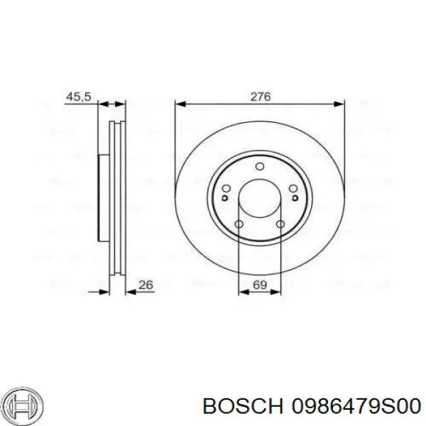 0986479S00 Bosch диск гальмівний передній