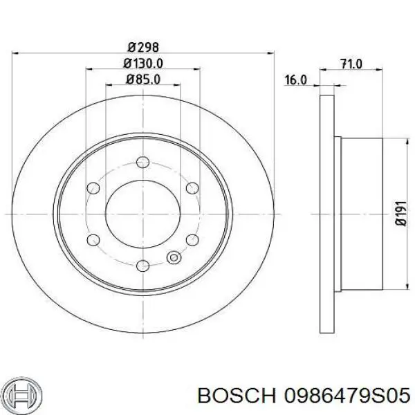 Купити 0986479S05 Bosch Диск заднього гальма