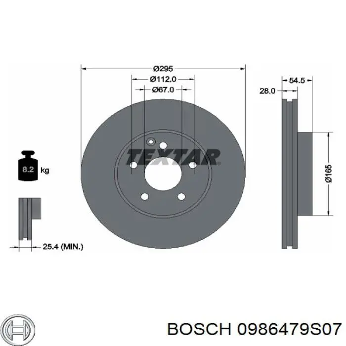 Диск переднього гальма Bosch 0986479S07 ціна, від 42.70 USD