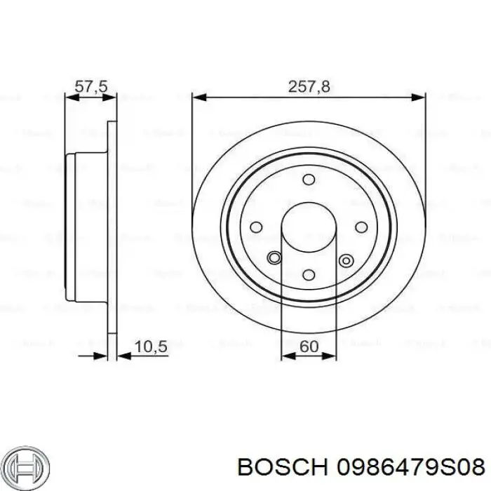 Диск гальмівний задній 0986479S08 Bosch