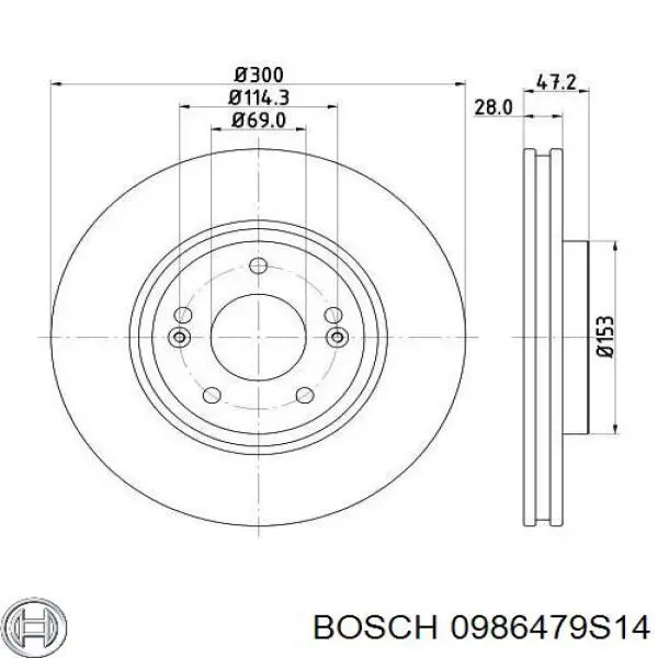 0986479S14 Bosch Гальмо дискове переднє