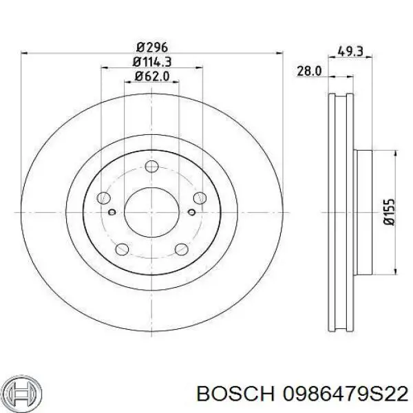 Гальмівні диски передні 0986479S22 Bosch