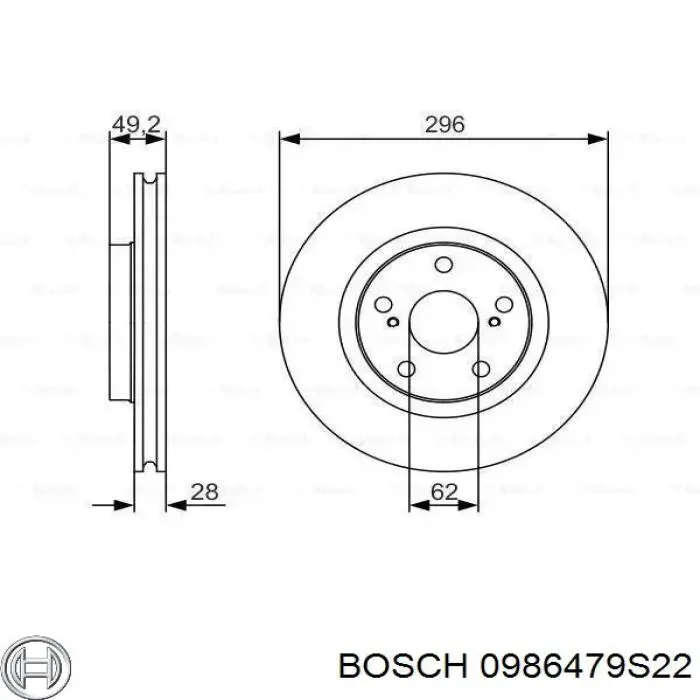 0986479S22 Bosch диск гальмівний передній