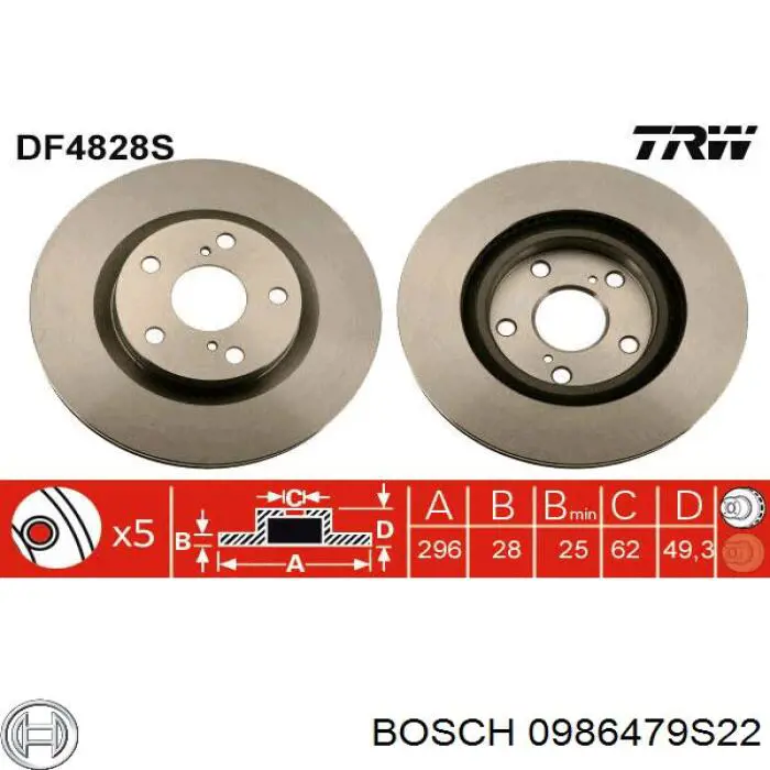 0986479S22 Bosch Гальмо дискове переднє