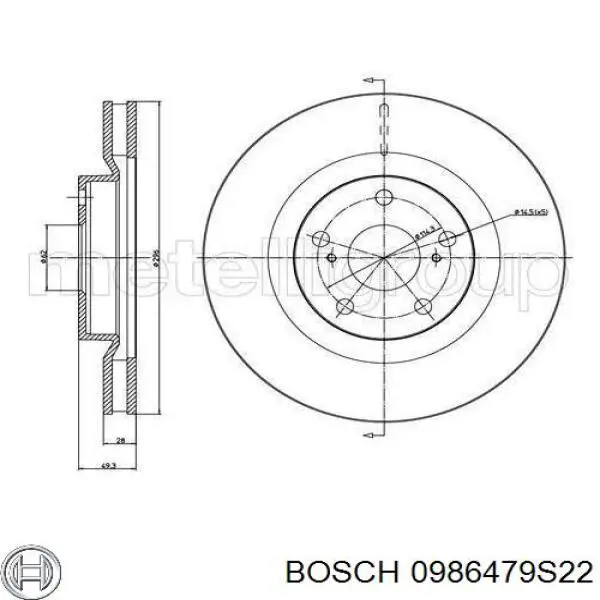 Диск переднього гальма Bosch 0986479S22 ціна, від 43.63 USD