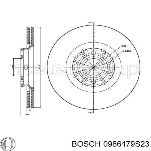 0986479S23 Bosch диск гальмівний передній