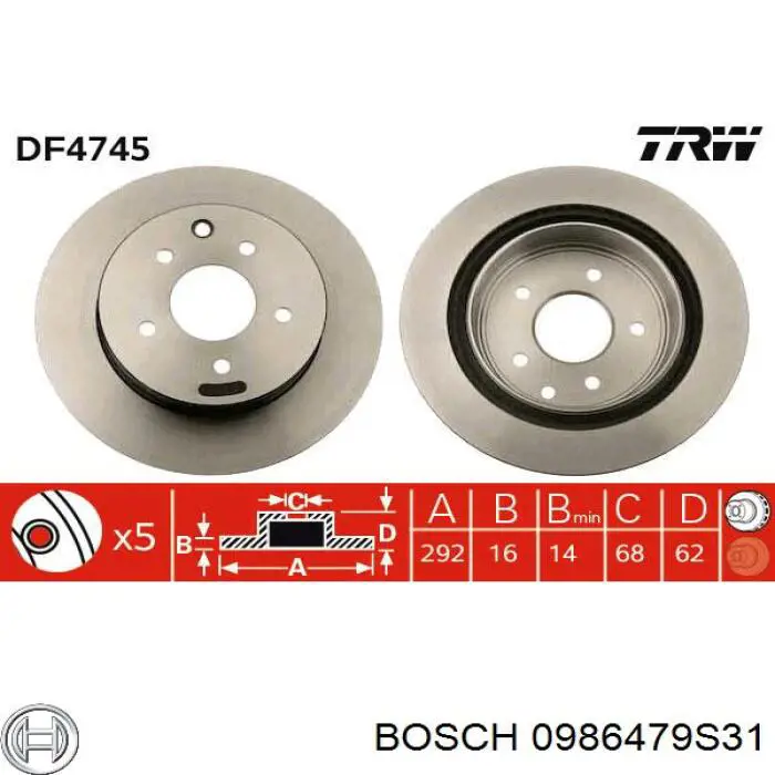 0986479S31 Bosch Дискові гальма