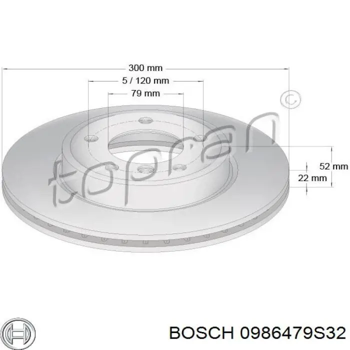 Диск переднього гальма Bosch 0986479S32 ціна, від 42.24 USD