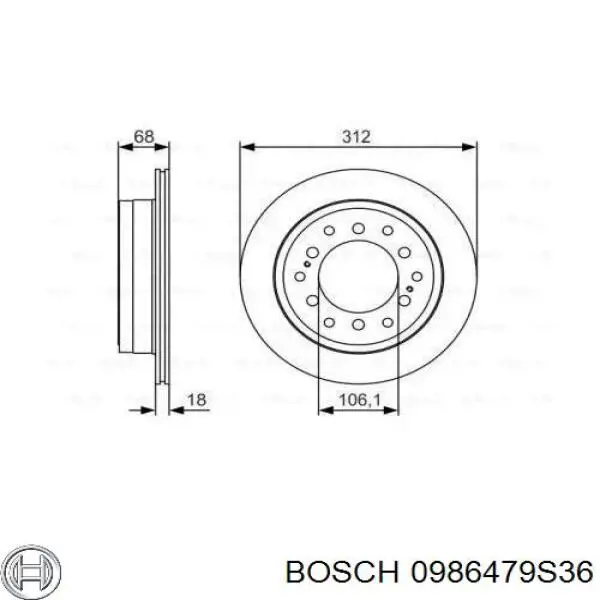 Купити 0986479S36 Bosch Диск заднього гальма