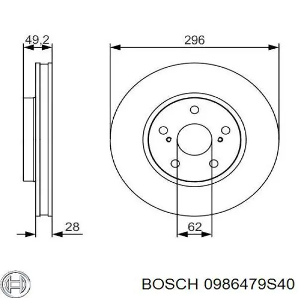 0986479S40 Bosch диск гальмівний передній