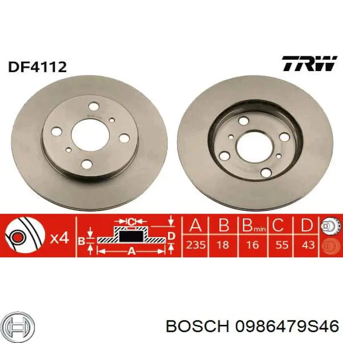 Гальмівні диски передні 0986479S46 Bosch