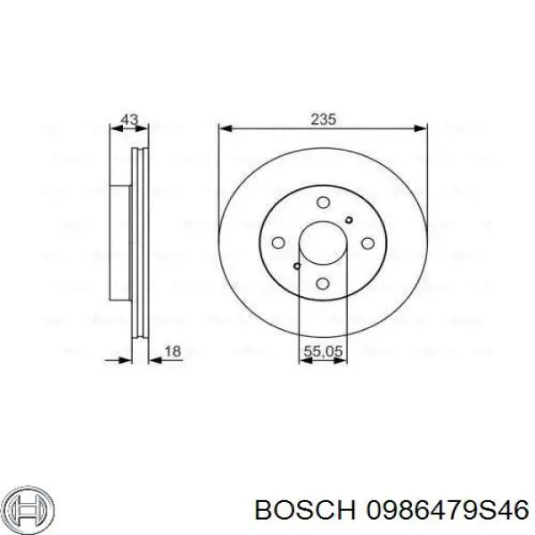 0986479S46 Bosch диск гальмівний передній
