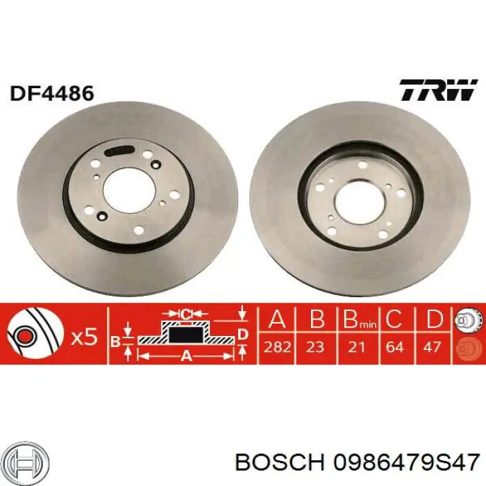 0986479S47 Bosch диск гальмівний передній