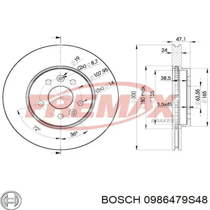 Купити 0986479S48 Bosch Ротор гальмівний