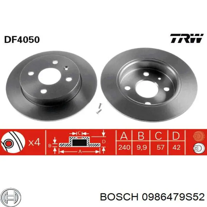 0986479S52 Bosch диск гальмівний задній