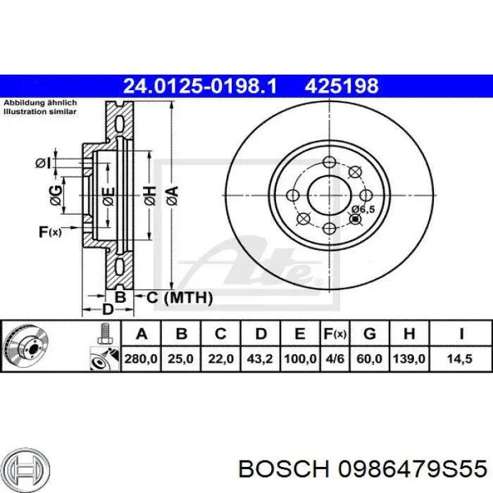 Гальмівні диски передні 0986479S55 Bosch