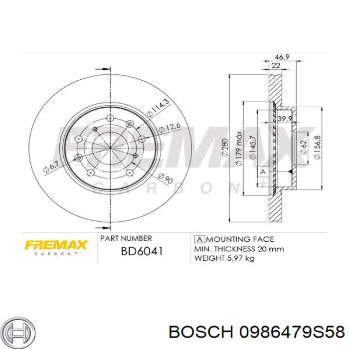 Гальмівні диски передні 0986479S58 Bosch