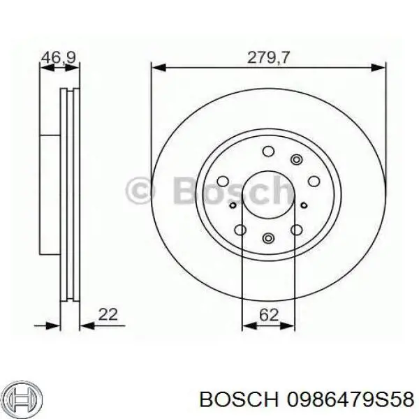 Диск гальмівний передній 0986479S58 Bosch