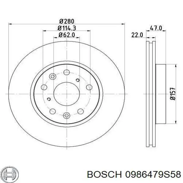 Диск гальмівний передній Bosch 0986479S58