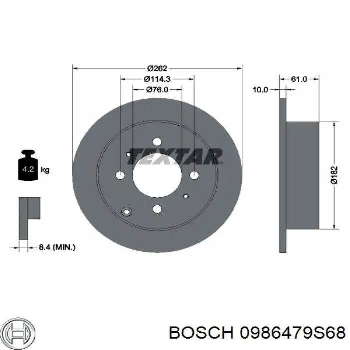 Задні дискові гальма Bosch 0986479S68 ціна, від 29.52 USD