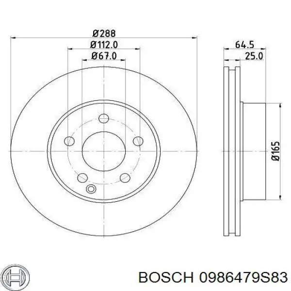 Гальмівні диски передні 0986479S83 Bosch