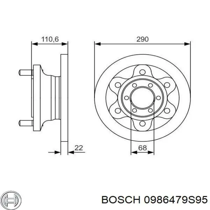 0986479S95 Bosch диск гальмівний передній