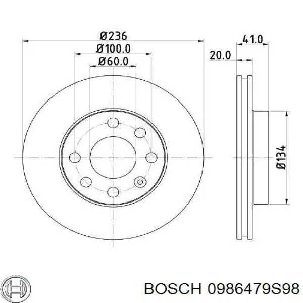 Диск переднього гальма Bosch 0986479S98 ціна, від 23.45 USD