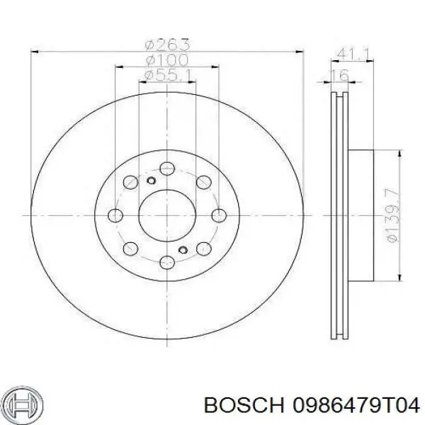 Купити 0986479T04 Bosch Диск заднього гальма