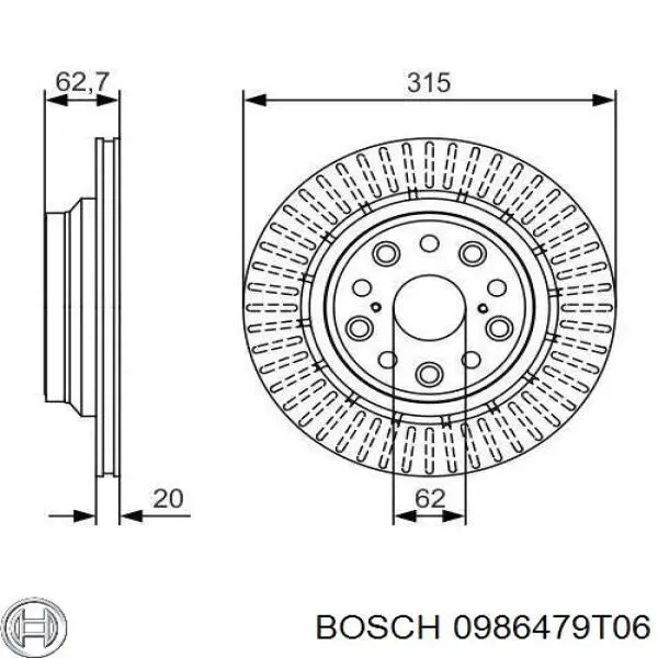 Купити 0986479T06 Bosch Диск заднього гальма